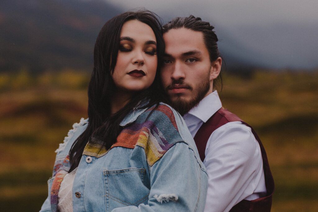 Embracing Couple in Moody Alaskan Lighting