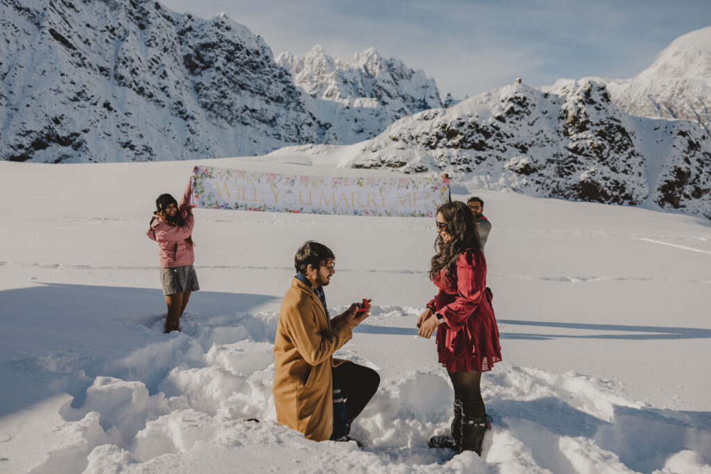 Planning a surprise proposal in Denali really pays off with the final images and the insanely gorgeous backdrop.